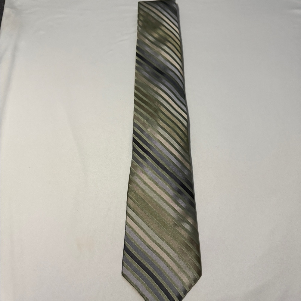 Perry Ellis Portfolio Striped Green and Gray Men's Tie